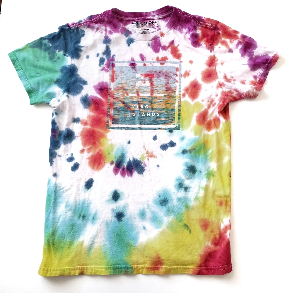 Billabong Virgin Islands Tie Dye Graphic Mens Short Sleeve T-Shirt Size Medium